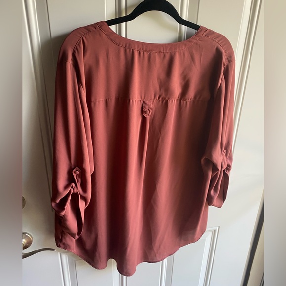Torrid Women’s 2X Harper Tunic Georgette Blouse 3/4 Sleeve Burgundy Shirt Plus - Picture 3 of 3
